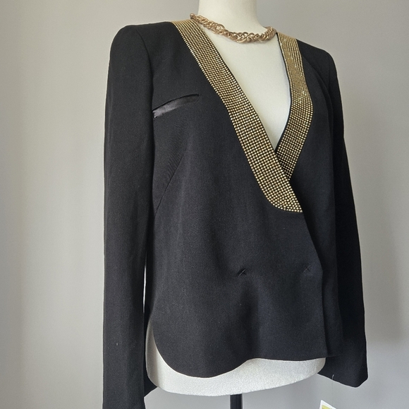 RACHEL ROY NWT Black and Gold Jacket Blazer With Tuxedo Tails. Size 4 - Picture 2 of 16